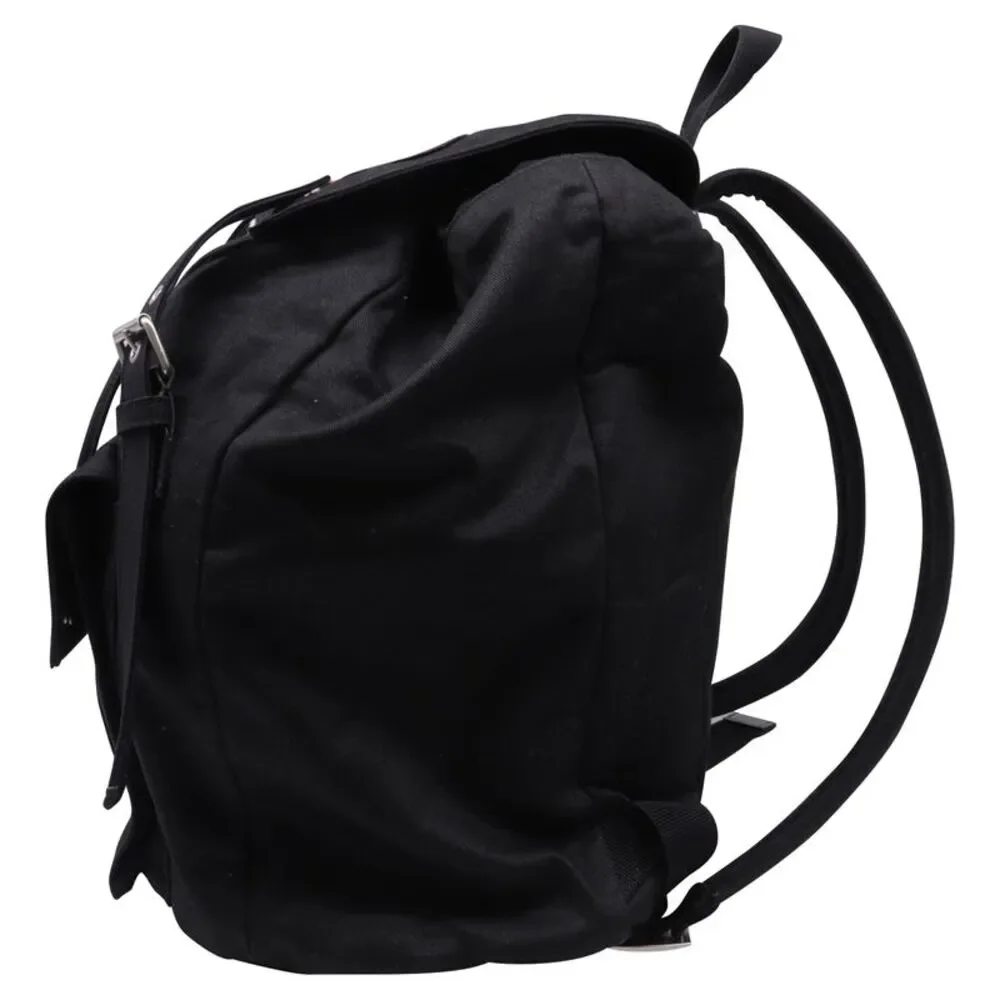 Saint Laurent Noe Patched Backpack in Black Cotton